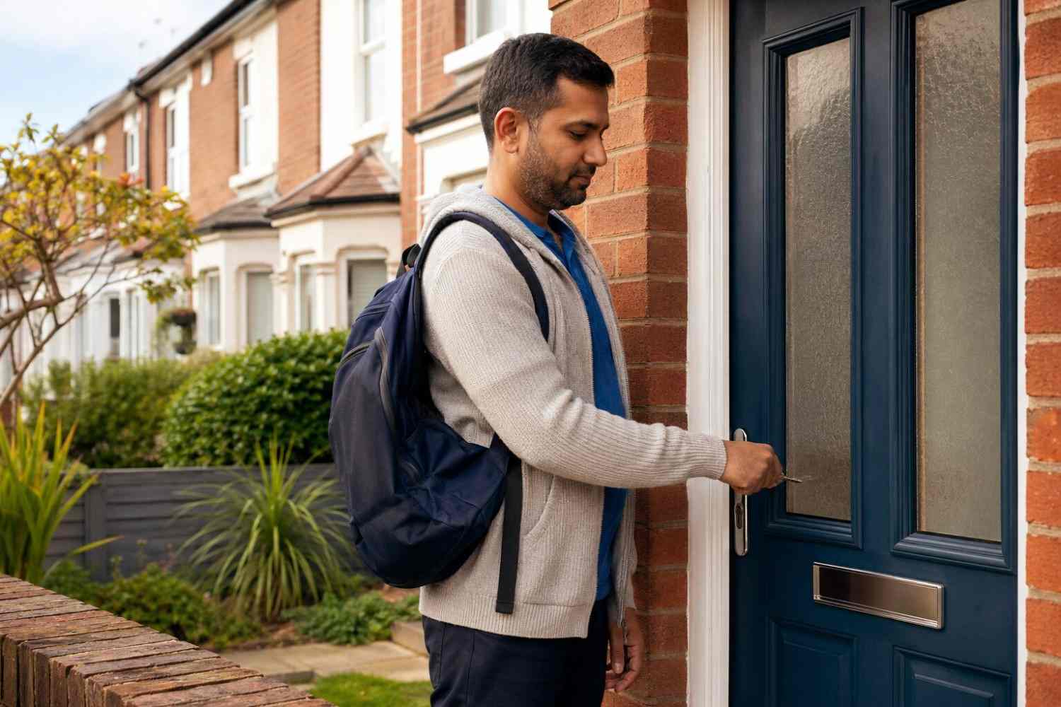 Person unlocking a front door